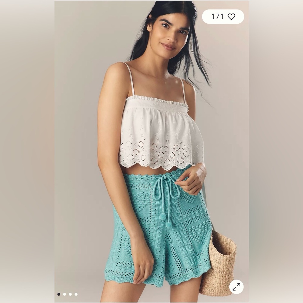 NWT FARM Rio x Anthropologie Crochet Tie Shorts size large $198 msrp